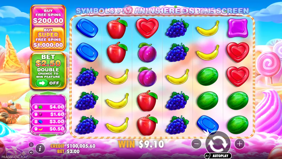 Стартовый экран Sweet Bonanza 1000 от Pragmatic Play